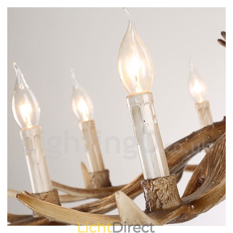 8 Lichts Rustieke Artistieke Retro Gewei Vintage Kaars Kroonluchter