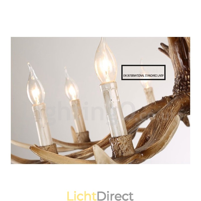 8 Lichts Rustieke Artistieke Retro Gewei Vintage Kaars Kroonluchter