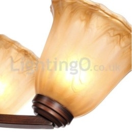 Rustieke 6-lamps glazen lampenkap roestvrijstalen kroonluchter