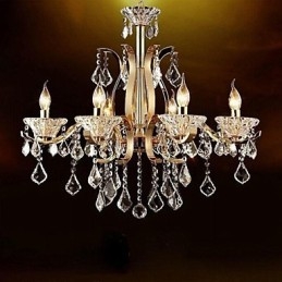 Hoogwaardige gouden smeedijzeren kristallen kroonluchter met 6 lampen