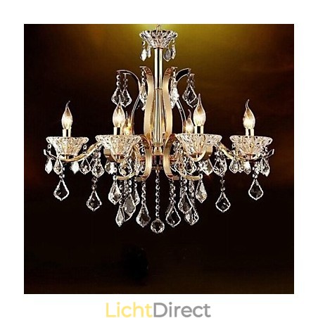 Hoogwaardige gouden smeedijzeren kristallen kroonluchter met 6 lampen Hoogwaardige gouden smeedijzeren kristallen kroonluchter met 6 lampen