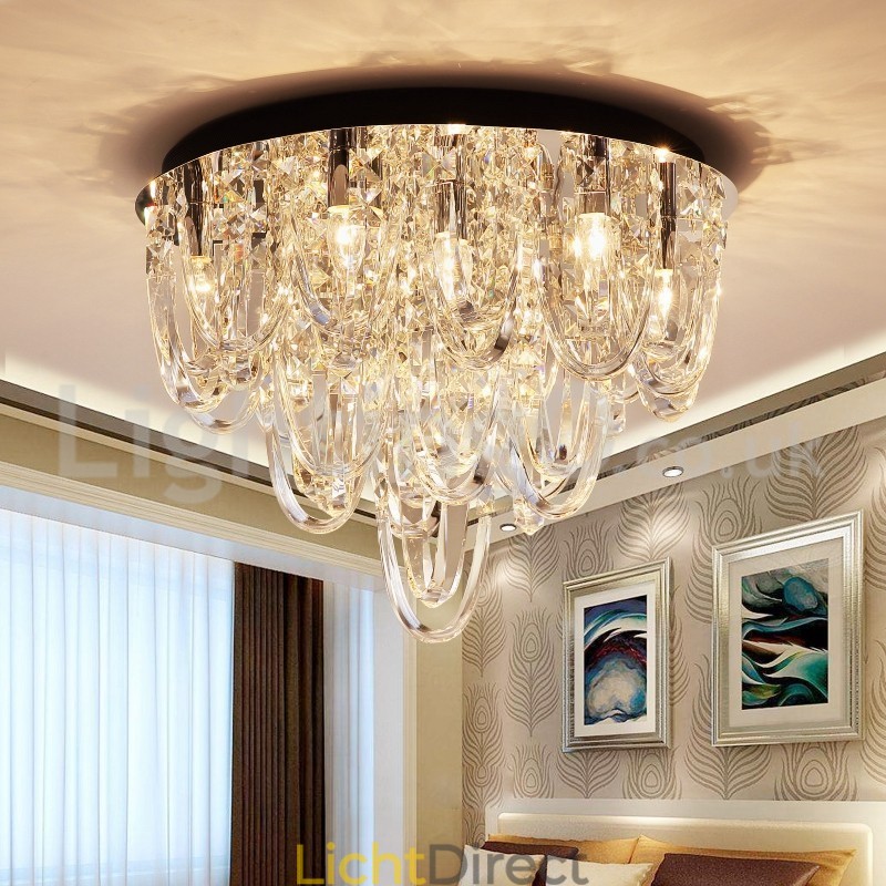 Luxe kristallen plafondlamp met paal en moderne lamp