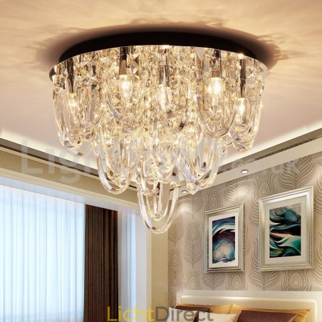 Luxe kristallen plafondlamp met paal en moderne lamp Luxe kristallen plafondlamp met paal en moderne lamp