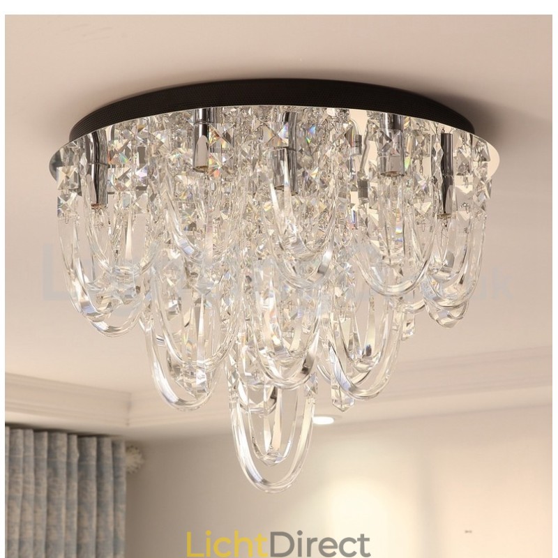 Luxe kristallen plafondlamp met paal en moderne lamp