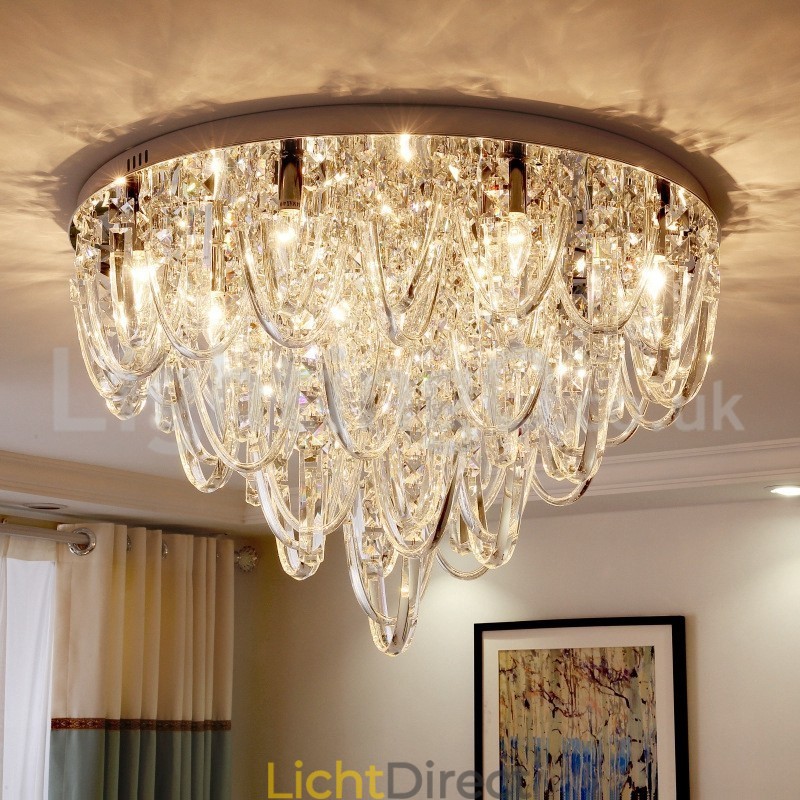 Luxe kristallen plafondlamp met paal en moderne lamp
