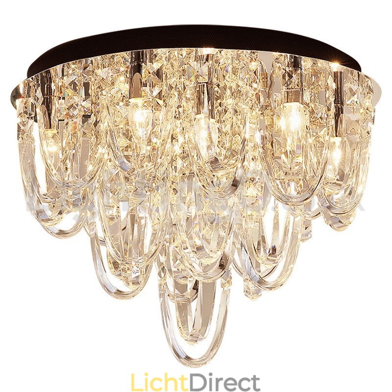 Luxe kristallen plafondlamp met paal en moderne lamp
