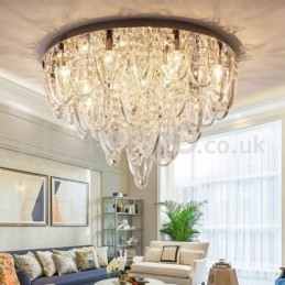 Luxe kristallen plafondlamp met paal en moderne lamp