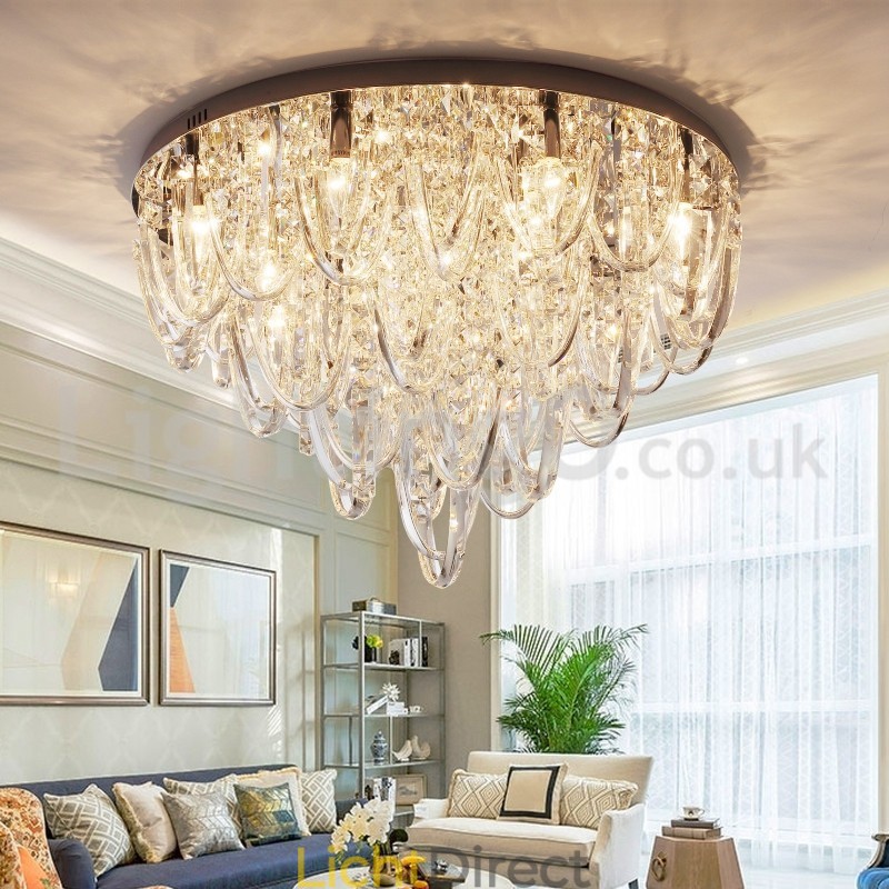 Luxe kristallen plafondlamp met paal en moderne lamp