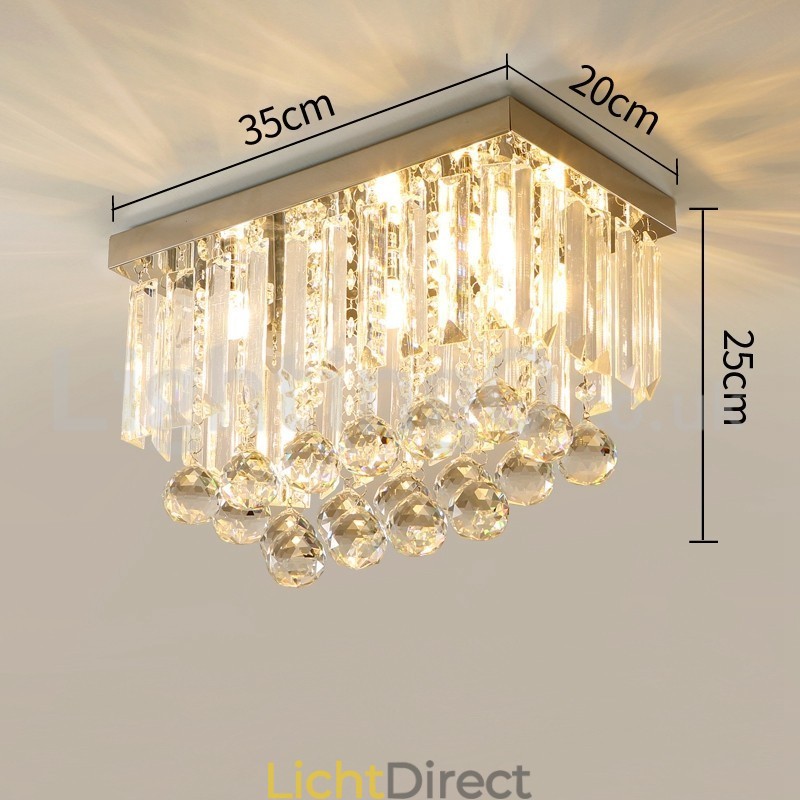 Moderne vierkante plafondlampen met kristalbevestiging