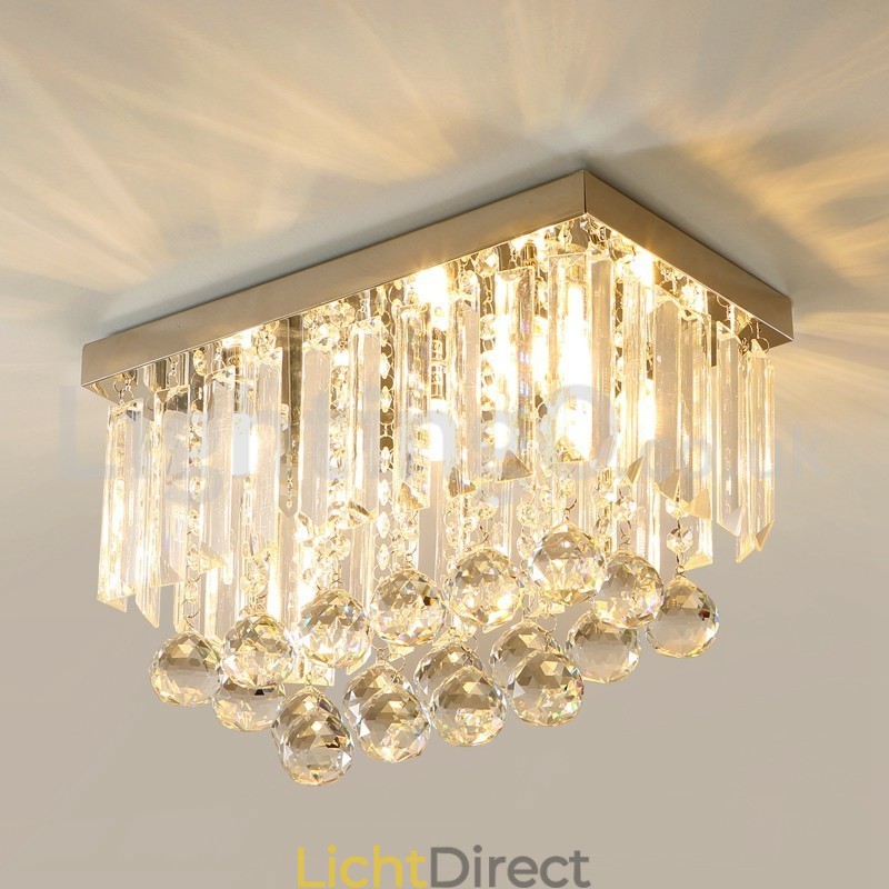 Moderne vierkante plafondlampen met kristalbevestiging