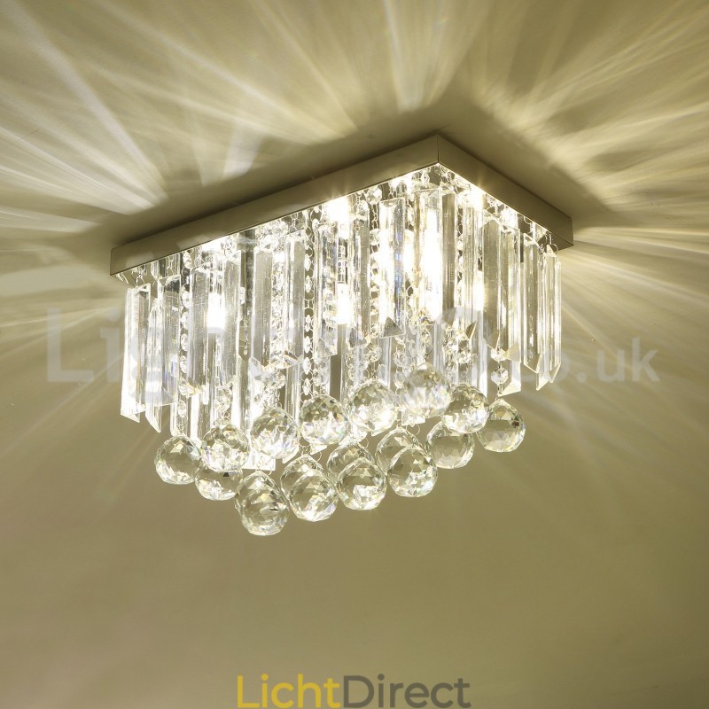 Moderne vierkante plafondlampen met kristalbevestiging