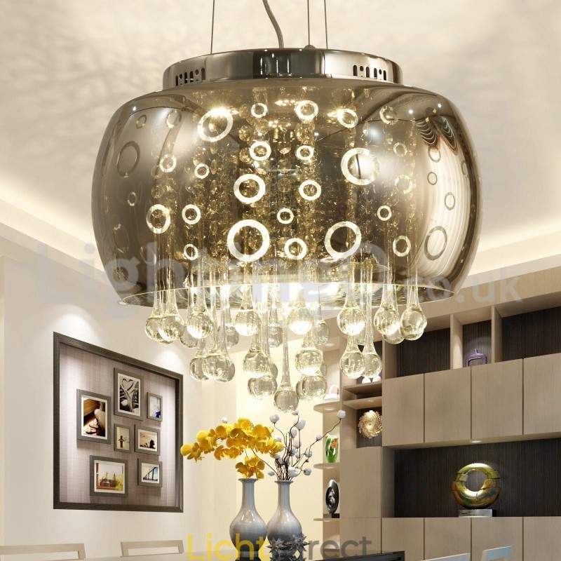 Moderne 40CM ronde glazen lampenkap kristallen hanglamp