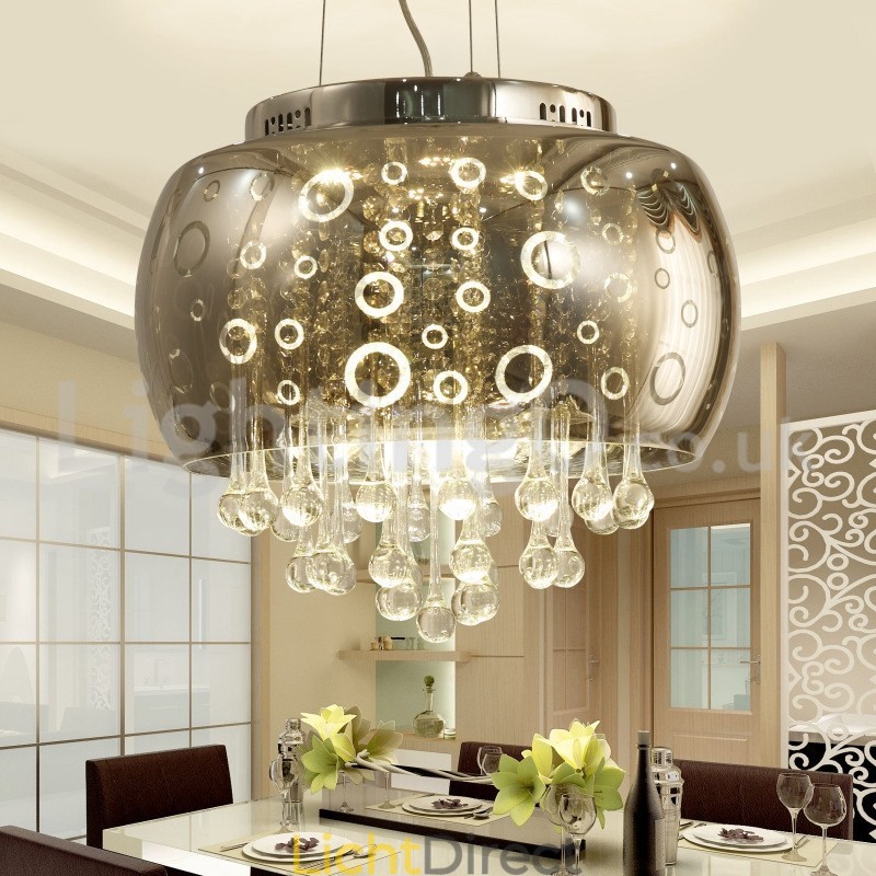 Moderne 40CM ronde glazen lampenkap kristallen hanglamp