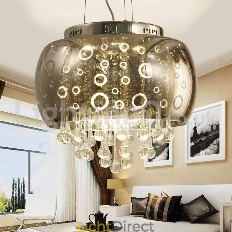 Moderne 40CM ronde glazen lampenkap kristallen hanglamp