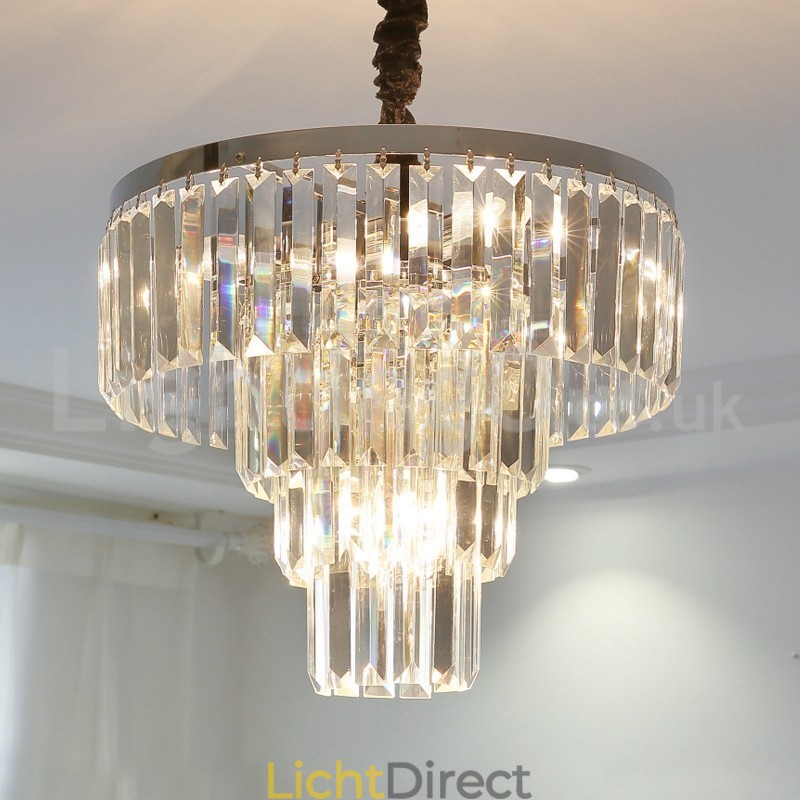 Elegante goedkope moderne 4-laags ronde kristallen hanglamp