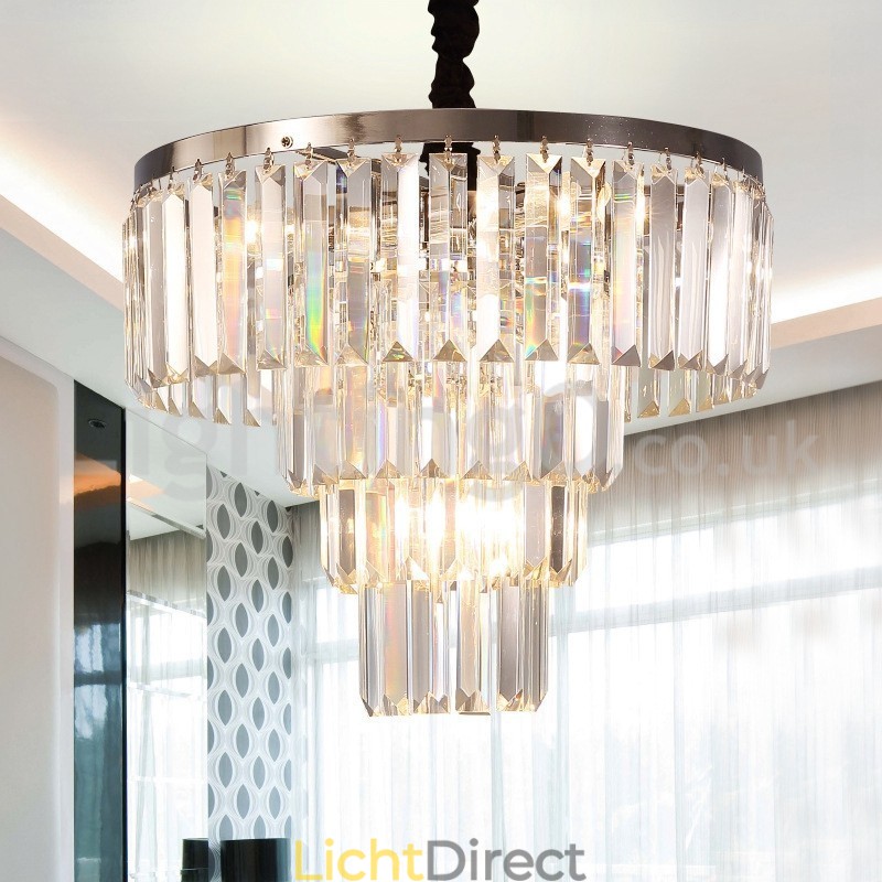 Elegante goedkope moderne 4-laags ronde kristallen hanglamp
