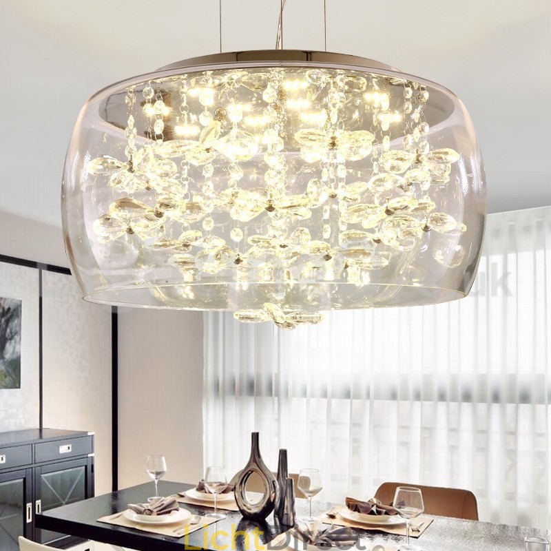 Moderne 40CM 50CM ronde heldere glazen lampenkap kristallen hanglamp