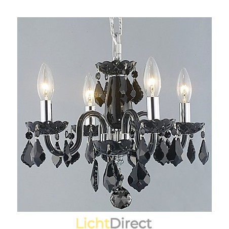 Kaarsenkroonluchter met 4 lampen in zwart