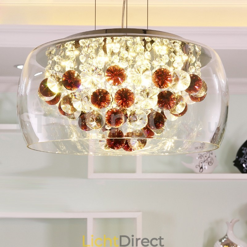 Moderne 40CM 50CM ronde heldere glazen lampenkap kristallen hanglamp