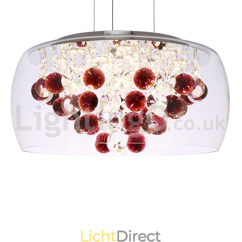 Moderne 40CM 50CM ronde heldere glazen lampenkap kristallen hanglamp