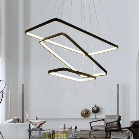 Dimbare hanglamp met afstandsbediening, modern design, drie rechthoeken Dimbare hanglamp met afstandsbediening, modern design, drie rechthoeken