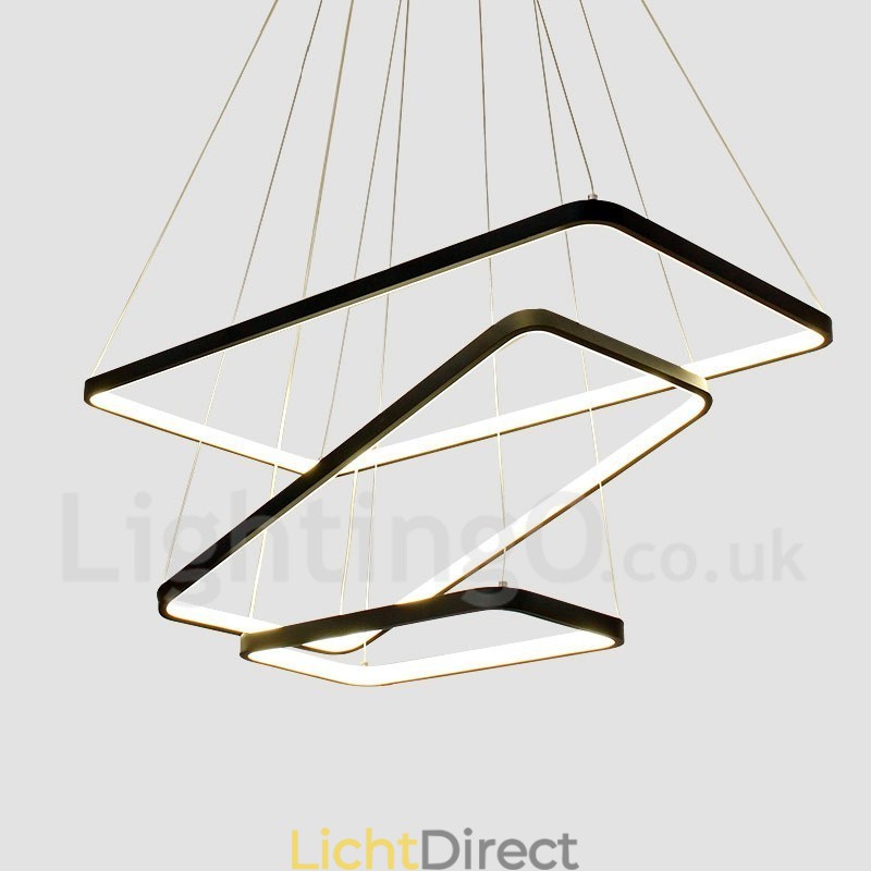 Dimbare hanglamp met afstandsbediening, modern design, drie rechthoeken