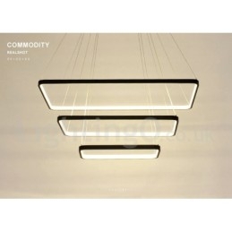 Dimbare hanglamp met afstandsbediening, modern design, drie rechthoeken