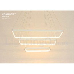 Dimbare hanglamp met afstandsbediening, modern design, drie rechthoeken