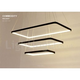 Dimbare hanglamp met afstandsbediening, modern design, drie rechthoeken