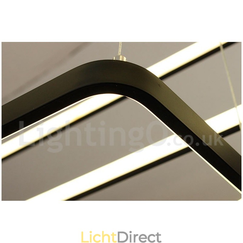 Dimbare hanglamp met afstandsbediening, modern design, drie rechthoeken