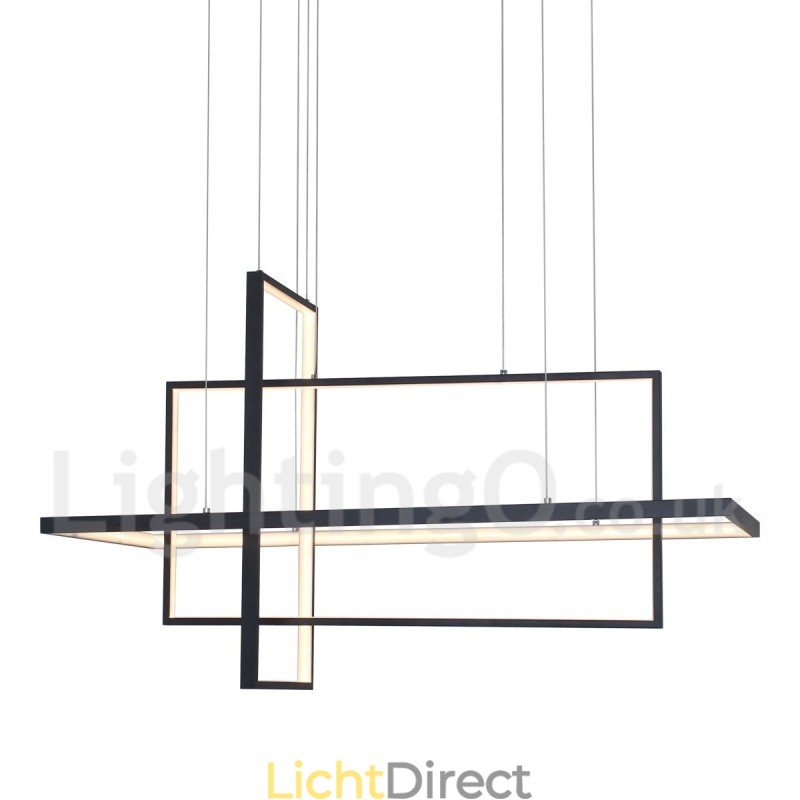 Dimbare hanglamp met afstandsbediening, modern design, drie rechthoeken