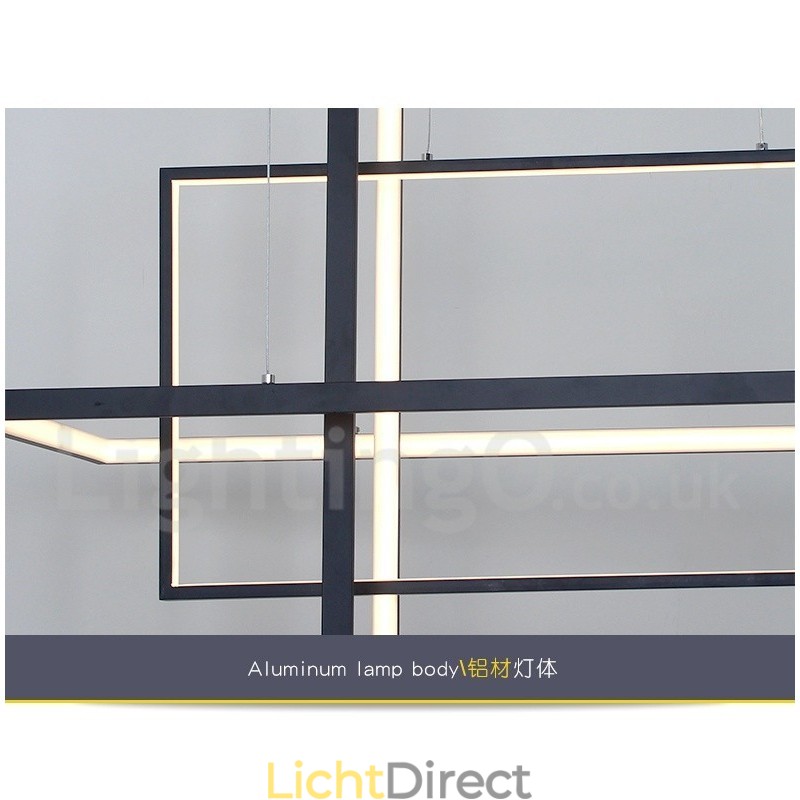 Dimbare hanglamp met afstandsbediening, modern design, drie rechthoeken