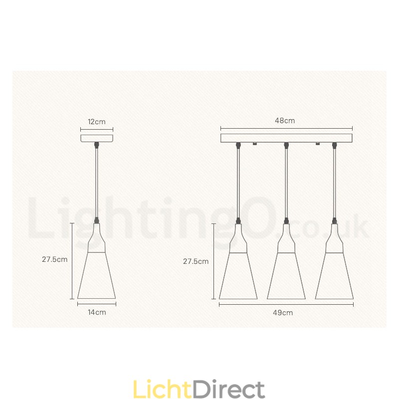 Moderne hanglamp van hout met 1 licht en 3 lampen en stoffen kap