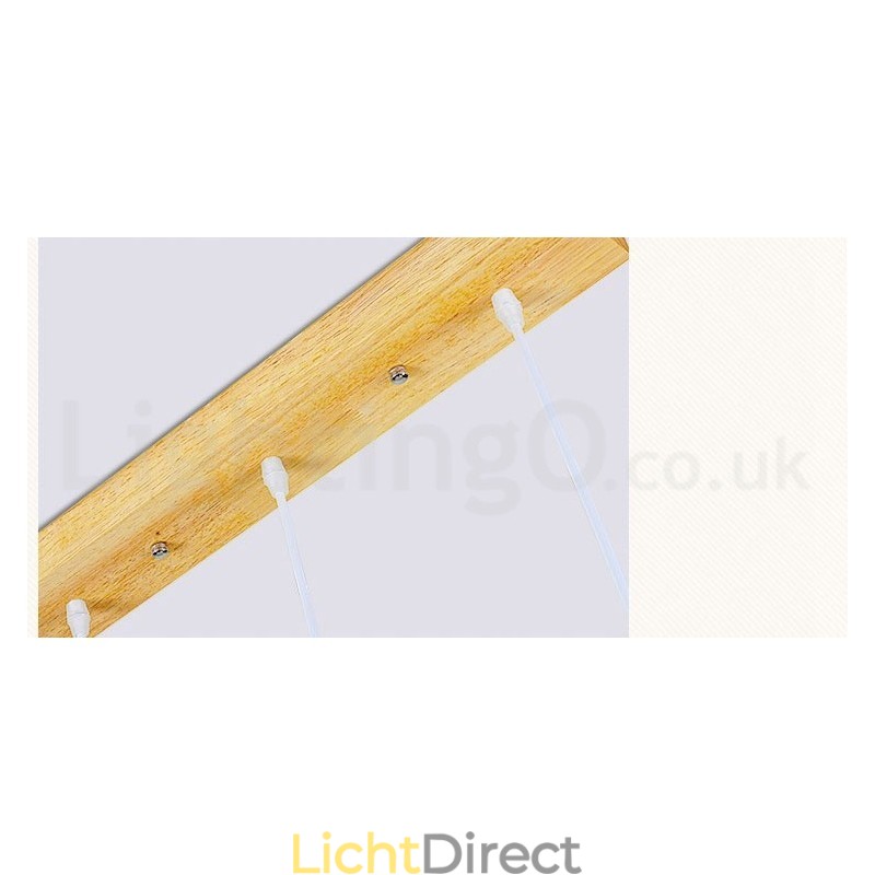 Moderne hanglamp van hout met 1 licht en 3 lampen en stoffen kap