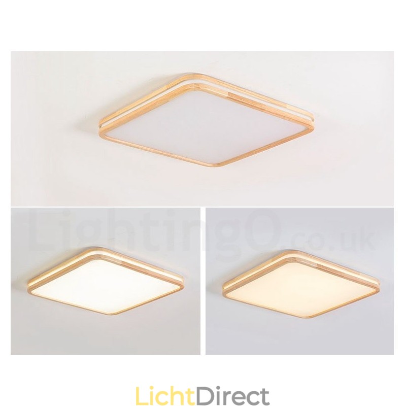 Ultradunne ronde vierkante rechthoekige houten plafondlamp, massief houten acryl kap, plafondlamp in Scandinavische stijl