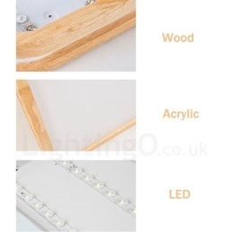 Ultradunne ronde vierkante rechthoekige houten plafondlamp, massief houten acryl kap, plafondlamp in Scandinavische stijl