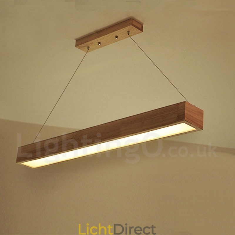 Moderne lange hanglamp van hout