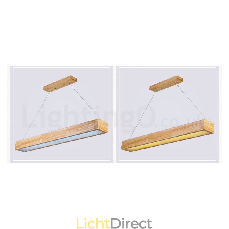 Moderne lange hanglamp van hout