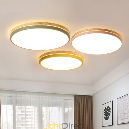 Dimbare ultradunne ronde plafondlamp van hout met meerdere kleuren en acryl kap Plafondlamp in Scandinavische stijl Dimbare ultradunne ronde plafondlamp van hout met meerdere kleuren en acryl kap Plafondlamp in Scandinavische stijl