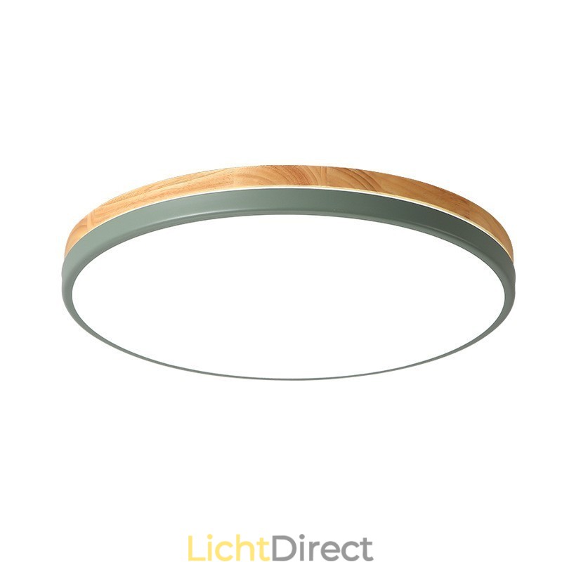 Dimbare ultradunne ronde plafondlamp van hout met meerdere kleuren en acryl kap Plafondlamp in Scandinavische stijl