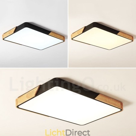 Dimbare ultradunne, meerkleurige rechthoekige plafondlamp van hout met acrylkap Plafondlamp in Scandinavische stijl Dimbare ultradunne, meerkleurige rechthoekige plafondlamp van hout met acrylkap Plafondlamp in Scandinavische stijl