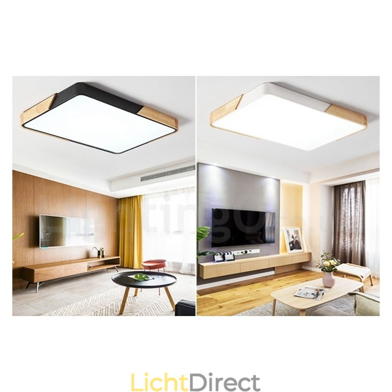 Dimbare ultradunne, meerkleurige rechthoekige plafondlamp van hout met acrylkap Plafondlamp in Scandinavische stijl