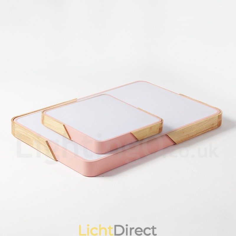 Dimbare ultradunne, meerkleurige rechthoekige plafondlamp van hout met acrylkap Plafondlamp in Scandinavische stijl