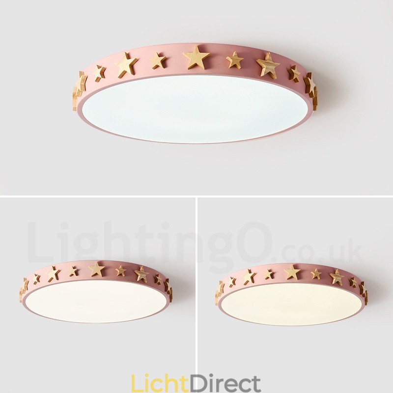 Dimbare ultradunne, veelkleurige, ronde plafondlamp van hout met acrylkap Plafondlamp in Scandinavische stijl