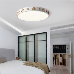 Dimbare ultradunne, veelkleurige, ronde plafondlamp van hout met acrylkap Plafondlamp in Scandinavische stijl