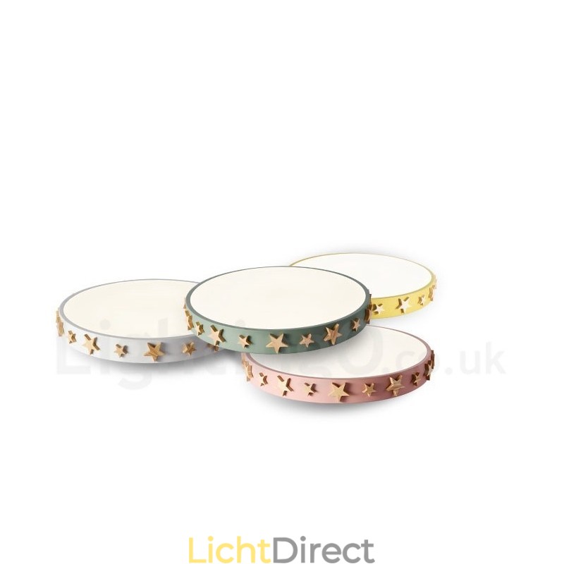 Dimbare ultradunne, veelkleurige, ronde plafondlamp van hout met acrylkap Plafondlamp in Scandinavische stijl