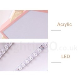 Dimbare, meerkleurige zeshoekige plafondlamp van hout met acrylkap Plafondlamp in Scandinavische stijl