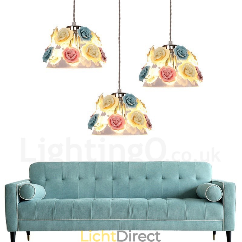 Multi Colours Flower Macaron Plafond Hanglamp met Glazen Kap Hanglamp