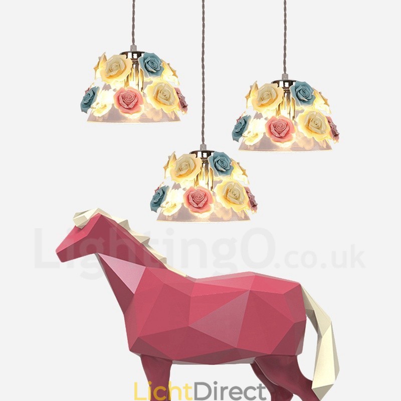 Multi Colours Flower Macaron Plafond Hanglamp met Glazen Kap Hanglamp