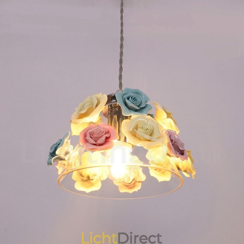 Multi Colours Flower Macaron Plafond Hanglamp met Glazen Kap Hanglamp
